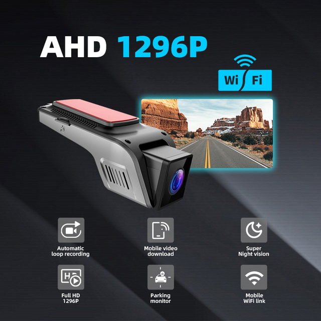 1296P ACC Dash Cam Camera Wifi Car Video Recorder Loop Recording Black Box DVR With 256G