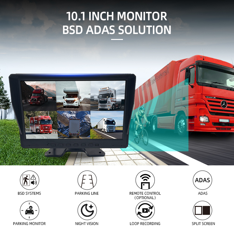 10.1 Inch 6CH Camera Truck BSD Touch Screen Monitor System