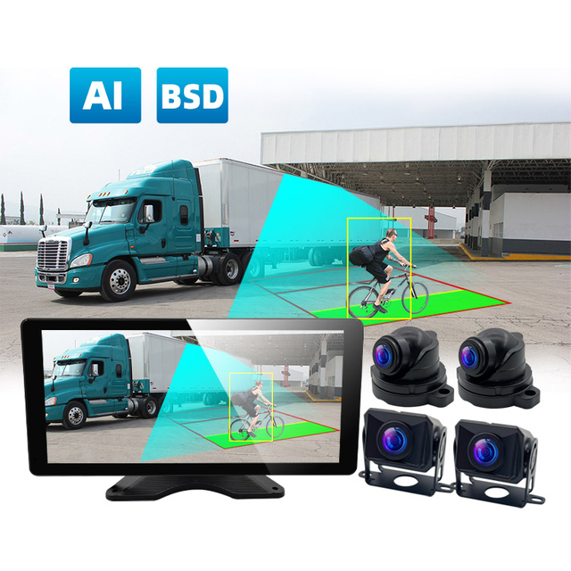 10.36" 4 Channel Car BSD AI ADAS Recorder Monitor With 4 Cameras For Truck/Bus 