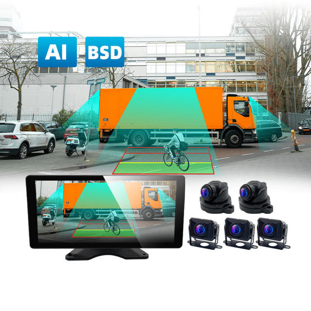10.36 Inch Monitor 5CH Camera Sound Light Alarm BSD AI Truck Camera System