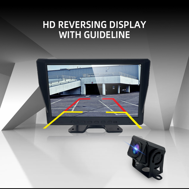 Voice Control Monitor with Audible Alarm - BSD 1080P AHD Truck 4 Channel Vehicle Camera