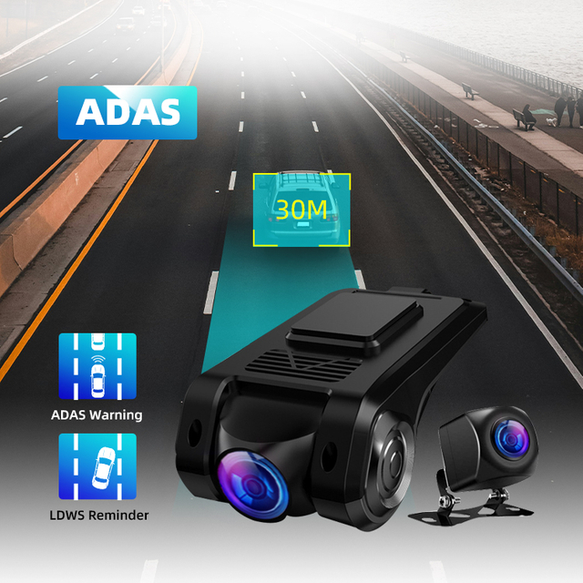 ADAS 2 Channel Dash Cam Wifi Video Recorder Dual Lens Car Camera 