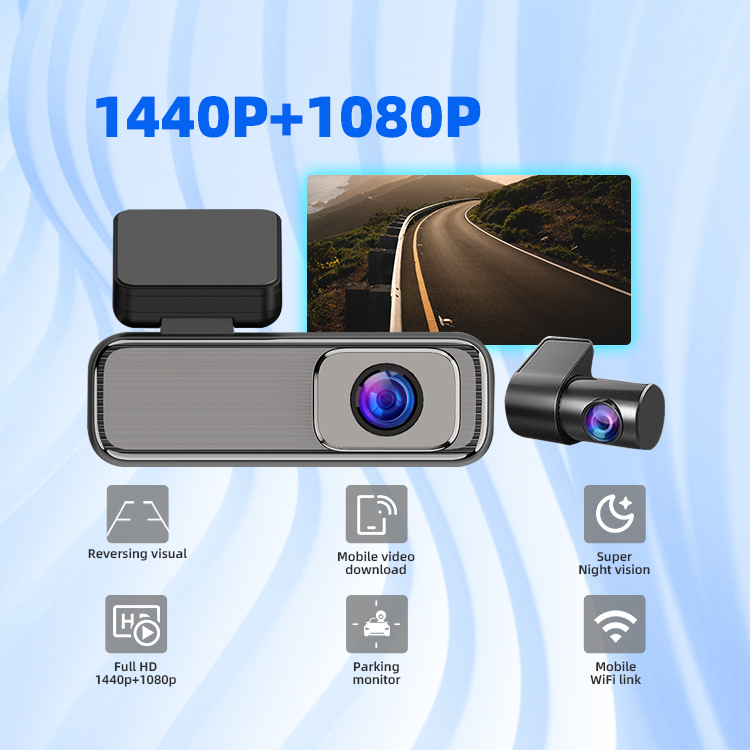 WIFI 2K+1080P Dual Channel Car Video Recorder 1.47 Inch IPS Screen Camera DVR Dashcam