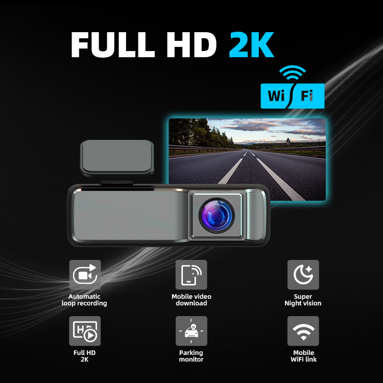 2K 256G Car Dash Camera Wifi Black Box With 24 Hours Parking Monitoring 