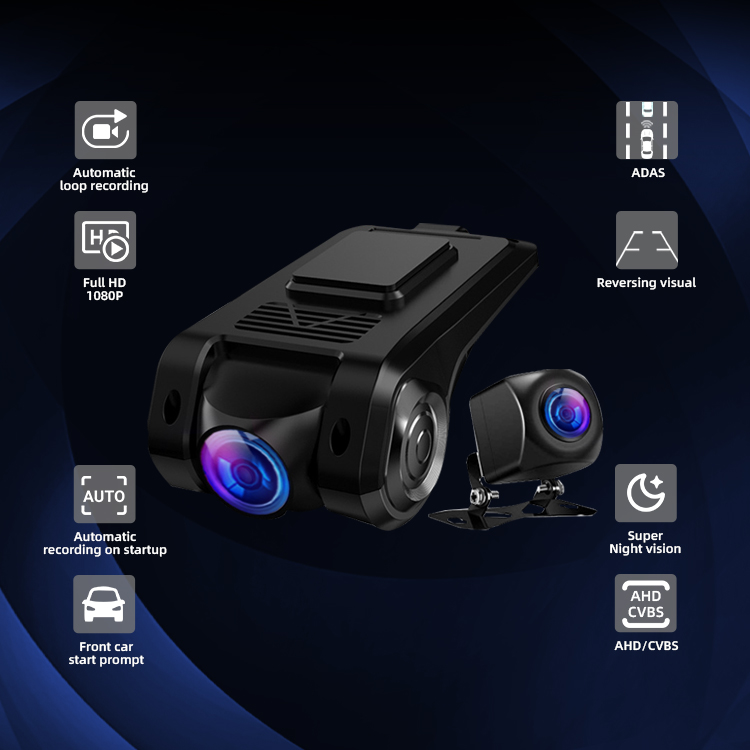 ADAS 2 Channel Dash Cam Wifi Video Recorder Dual Lens Car Camera 