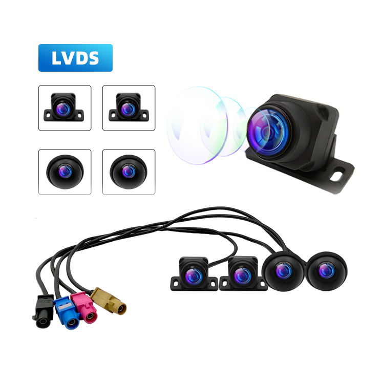 LVDS Cable Four Way Car Camera Kit 3D Panorama 360 Car Camera 