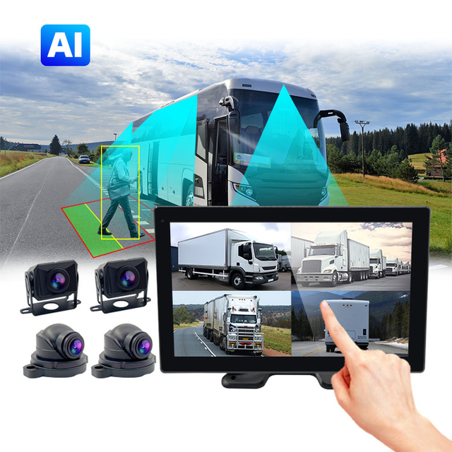 4 Ways Camera Quad Split Screen Monitor BSD Blind Spot Pedestrian Monitoring System