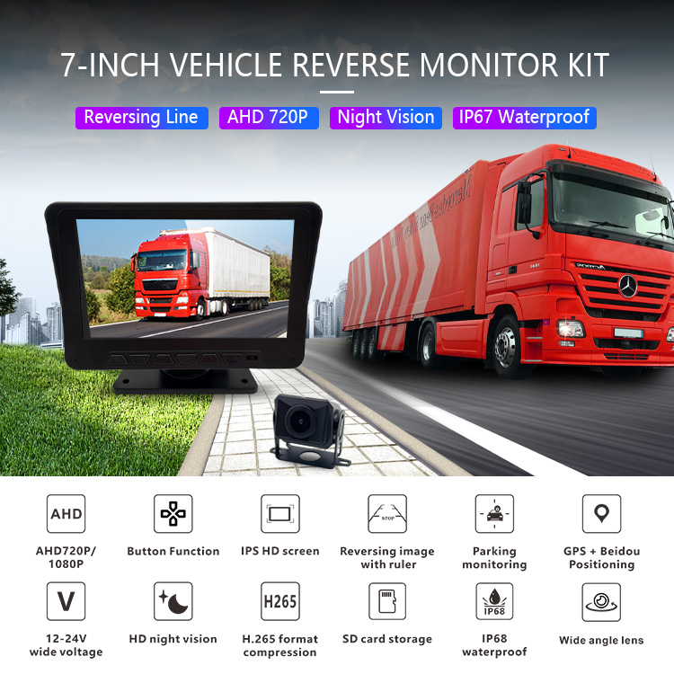 Night Vision Truck Reversing Bus Camera System 7 Inch Vehicle Monitor