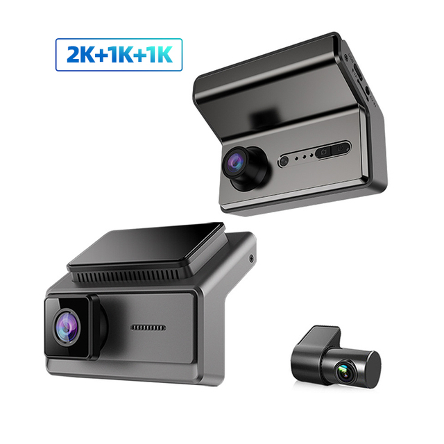 3 Cameras 2K+1080P+1080P Video Recorder Wifi APP Control Car Dvr Dash Cam 