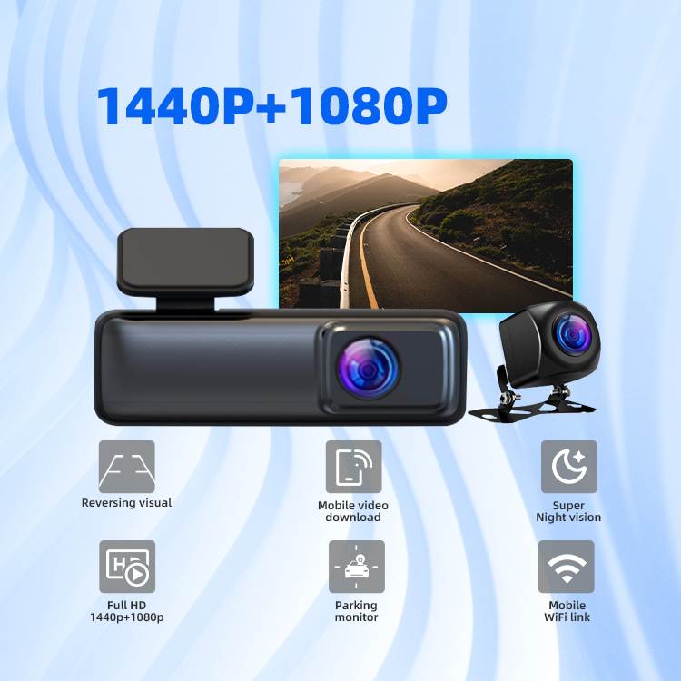 Wifi 2K + 1K Car DVR Dash Cam Dual Lens Rear View Video Recorder Support 256GB