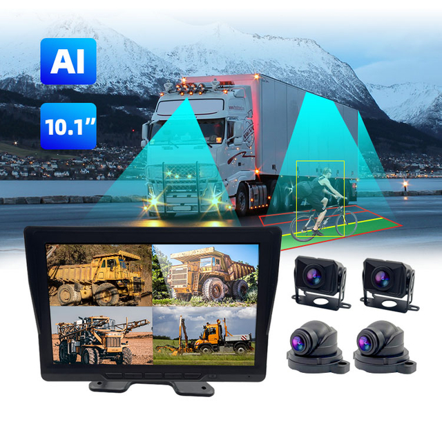 24H Parking Monitor ADAS BSD 4CH Camera Monitor System for Truck Bus - Supports 128GB