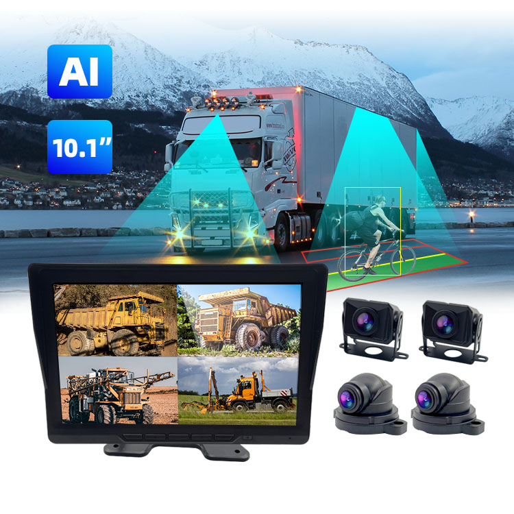24H Parking Monitor ADAS BSD 4CH Camera Monitor System for Truck Bus - Supports 128GB