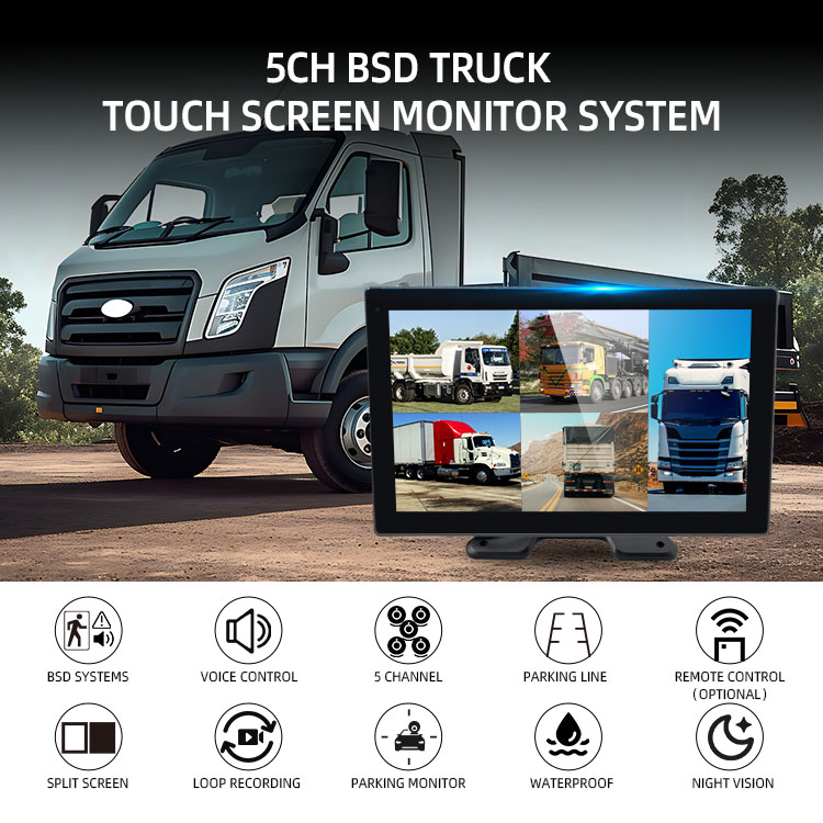 10.1 Inch IPS Touch Screen BSD Monitor System with 5 AHD Cameras for HGV Truck