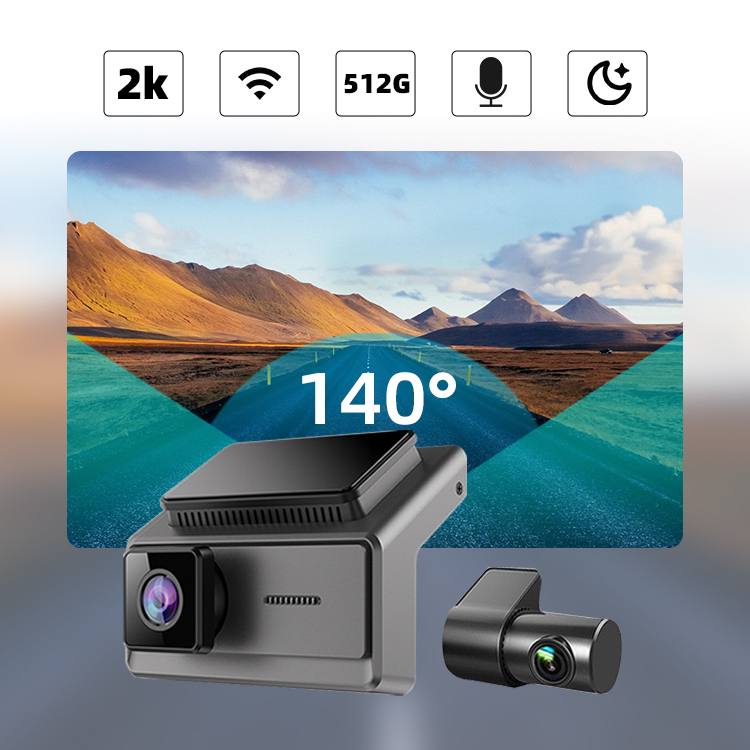 3 câmeras 2k+1080p+1080p Video Video WiFi App Control Car DVR Dash Cam 