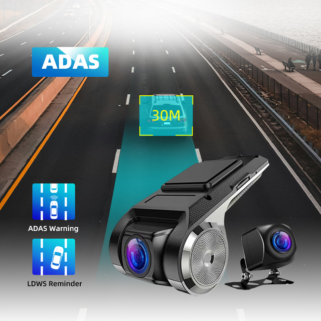 Dual Lens Full HD Car DVR Camera Night Vision Wifi ADAS Front and Rear Dashcam
