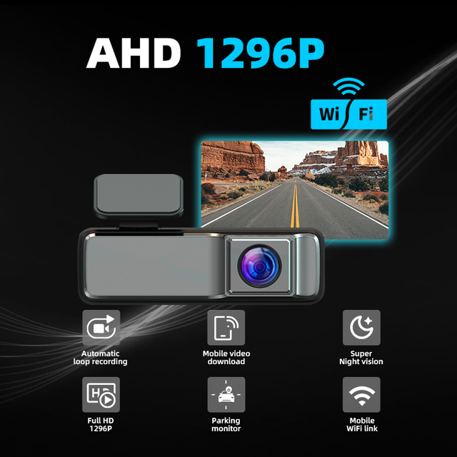 1296P DVR Dash Cam WiFi Night Vision 160 Degree Wide-angle 256G Driving Recorder 
