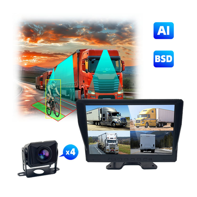 AI Blind Spot Detection System for Pedestrian & Vehicle Detection–for Truck, Trailer, RV, Vans, and Construction Vehicles