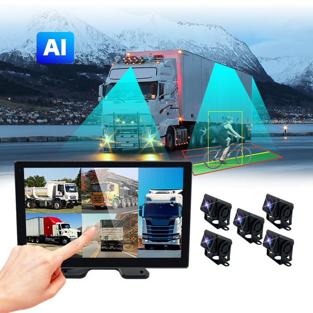 10.1 Inch IPS Touch Screen BSD Monitor System with 5 AHD Cameras for HGV Truck