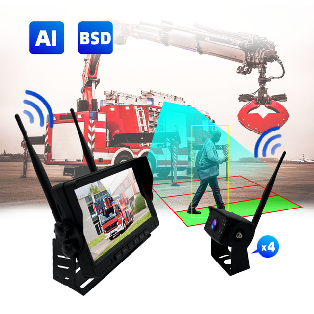 7 Inch 4 Ways Wireless BSD AI Truck Monitor Camera System
