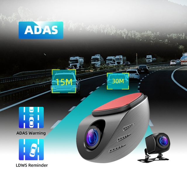 1080P ADAS Car Black Box Front and Rear Dual Lens Dash Camera Recorder 