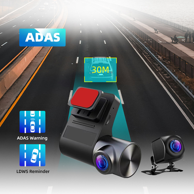 Night Vision 1080P 2 Lens Dashcam Car Back Cam ADAS G Sensor Dash Camera