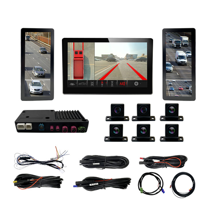 12.3 Inch AI Truck Side Mirror 6 Channel Cameras Monitor 360 Degree Panorama Camera System