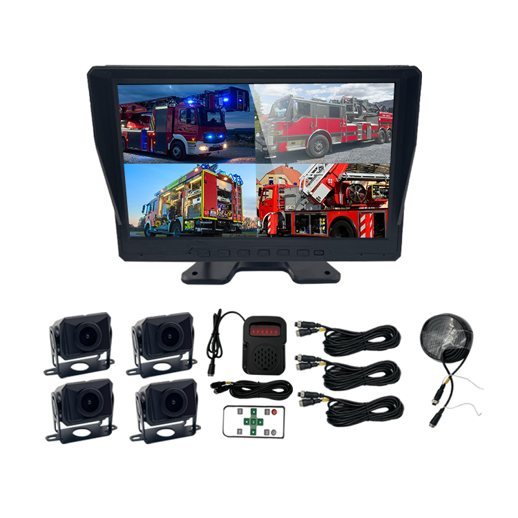 Vehicle Monitor With 4-Way AI Pedestrian Recognition Truck Camera System and BSD Sound and Light Alarm