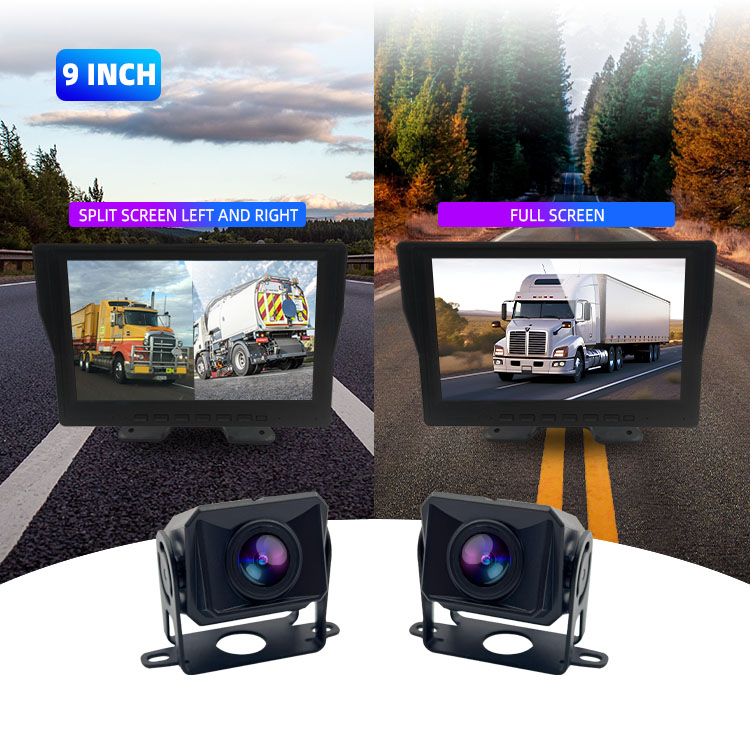 12V/24V 2 Channel Truck Front & Rear Camera 9 Inch Monitor With Parking Line