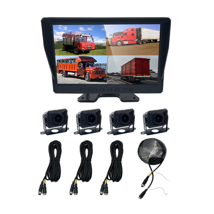 Voice Control Monitor with Audible Alarm - BSD 1080P AHD Truck 4 Channel Vehicle Camera