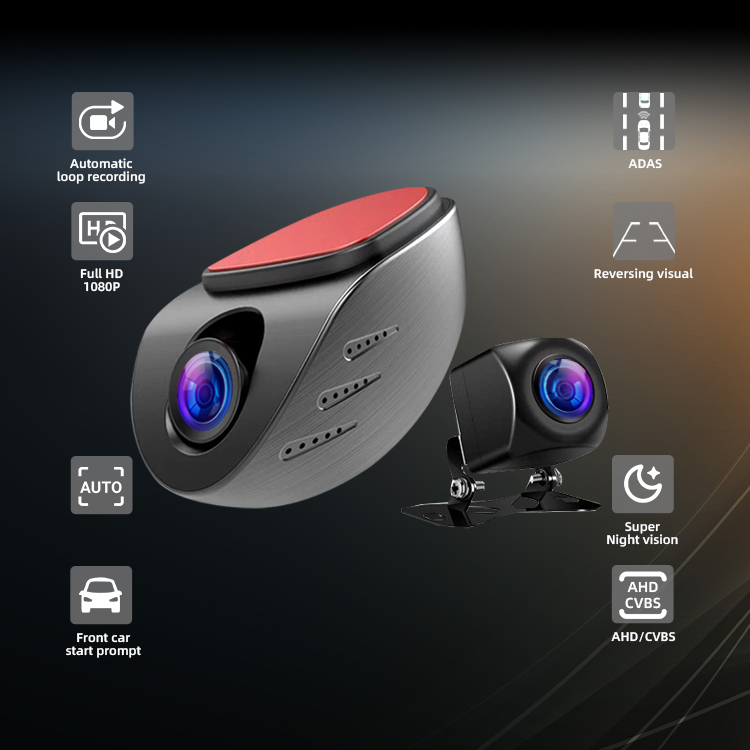 1080P ADAS Car Black Box Front and Rear Dual Lens Dash Camera Recorder 